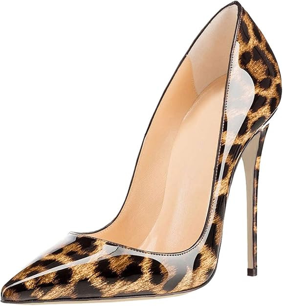 COLETER Women's Sexy Pointed Toe High Heels,4.72 inch/12cm Patent Leather Pumps,Wedding Dress Sho... | Amazon (US)