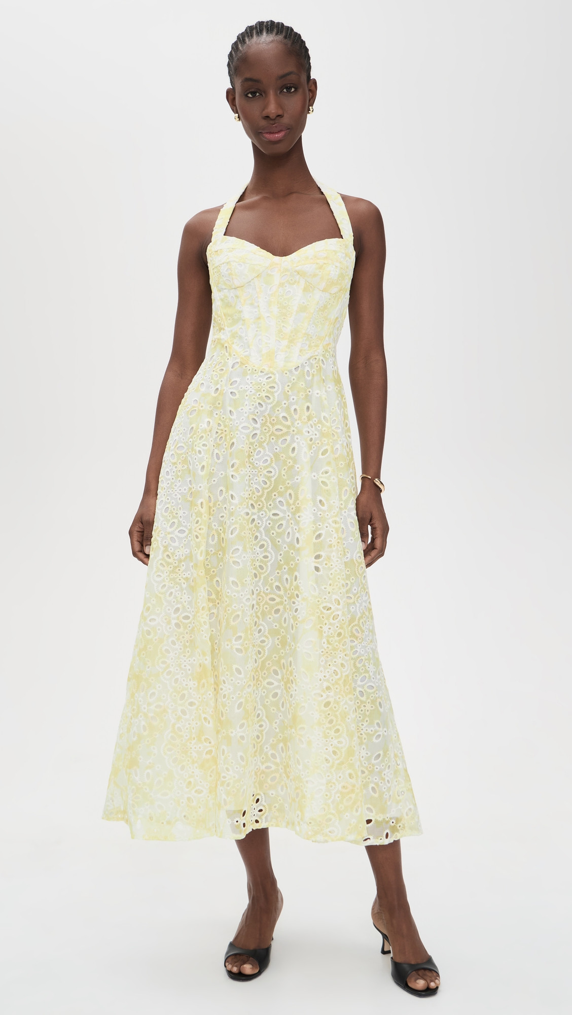 BARDOT Pollie Halter Midi Dress Yellow Floral 4 | Shopbop