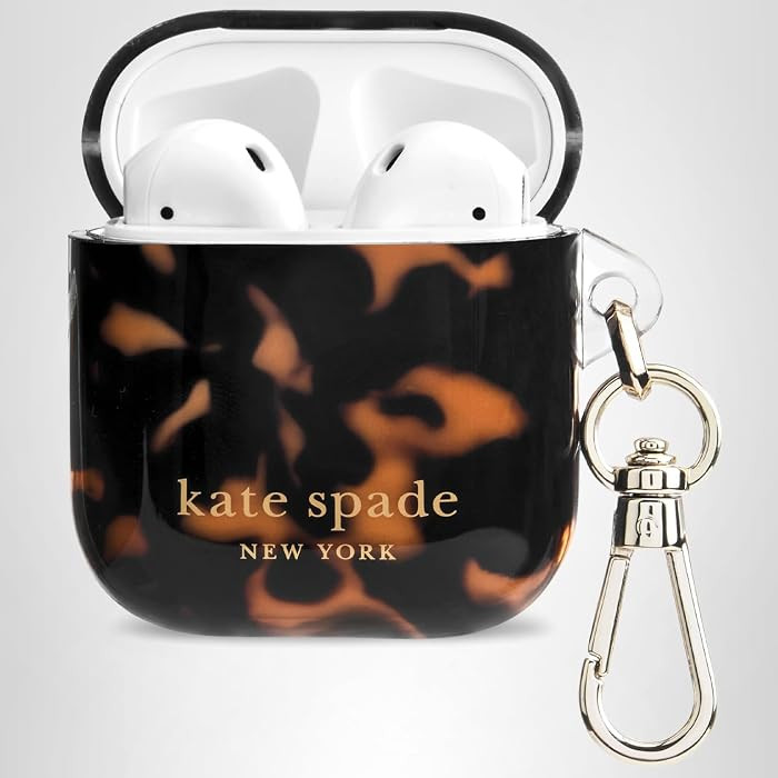 kate spade new york AirPods Protective Case with Keychain Ring - Tortoiseshell, Compatible with A... | Amazon (US)