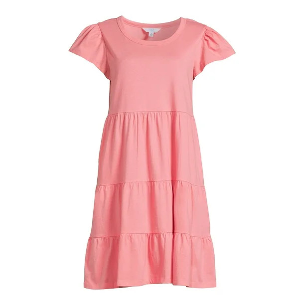 Time and Tru Women's Short Sleeve Tiered Knit Dress - Walmart.com | Walmart (US)