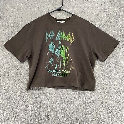 Junk Food Crop Top Womens Large Def Leppard World Tour Band Tee Graphic Revolve | eBay US