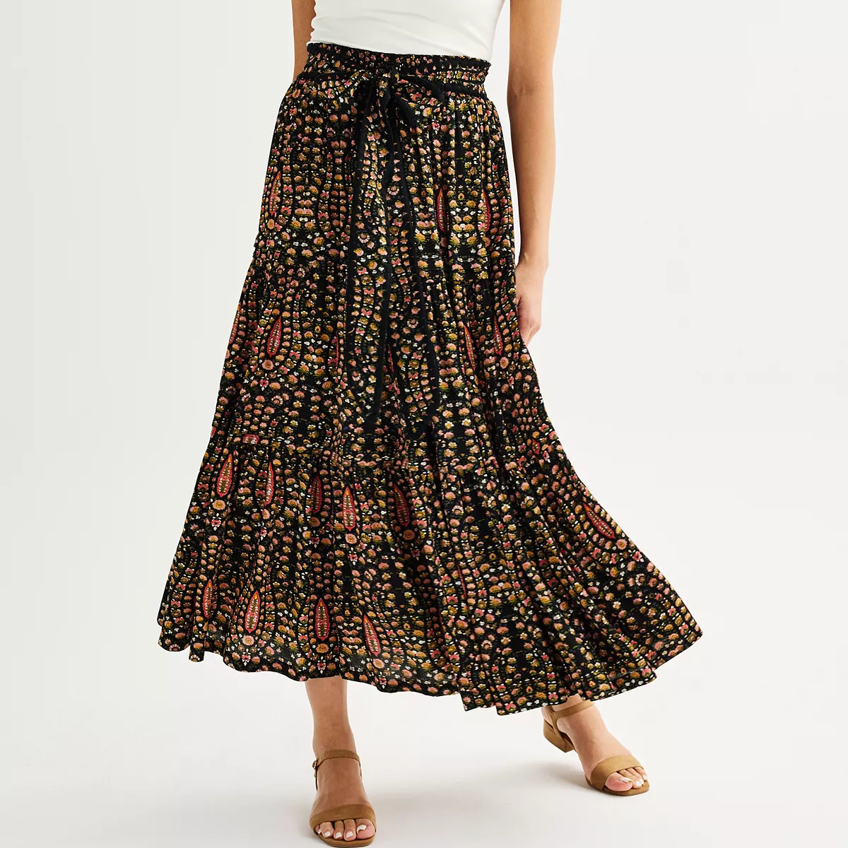 Women's Farmers Market Printed Flare Tiered Maxi Skirt | Kohl's