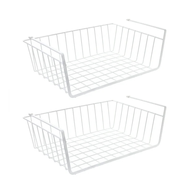Mainstays Wire Under Cabinet Baskets, White, 2 Count | Walmart (US)
