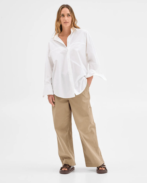 Australian Cotton Long Sleeve Seam Shirt - White | Target AU