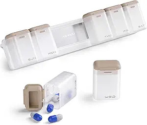 Weekly Pill Organizer Magnetic, Removable Pill Box 7 Day 1 Time a Day, Large Pill Case Travel, We... | Amazon (US)