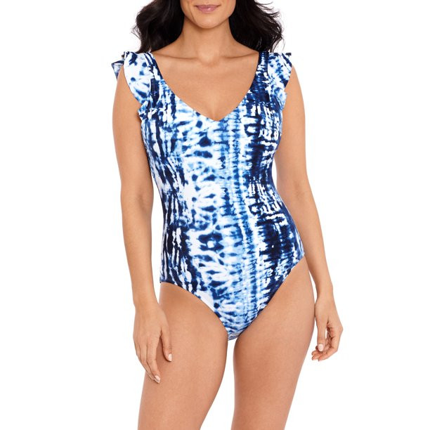 Time and Tru Women’s and Plus Ruffle Strap One Piece Swimsuit | Walmart (US)