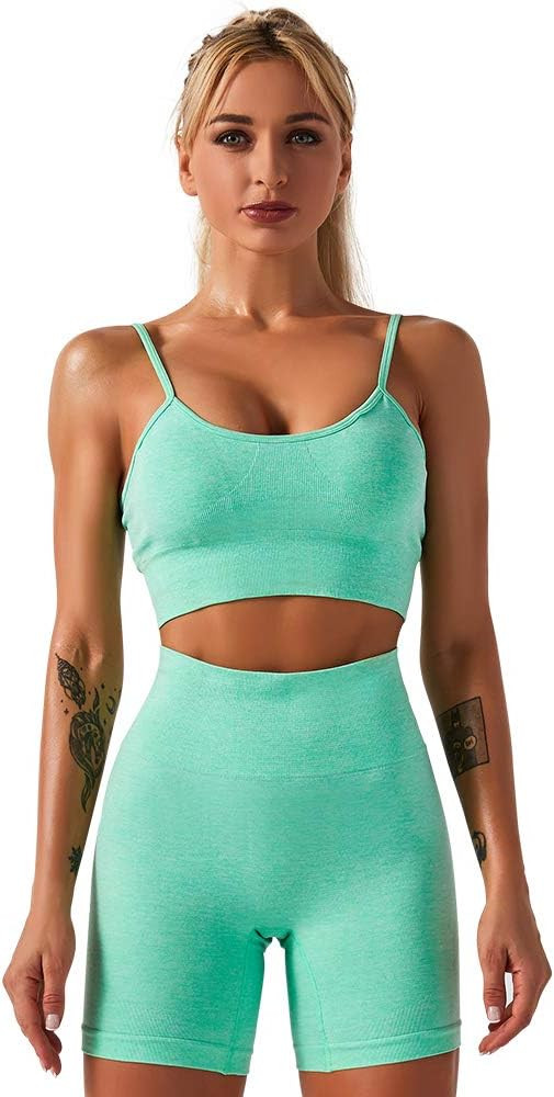 HANERDUN 2 Piece Workout Set for Women Outfit Gym High Waist Leggings with Sport Bra | Amazon (US)