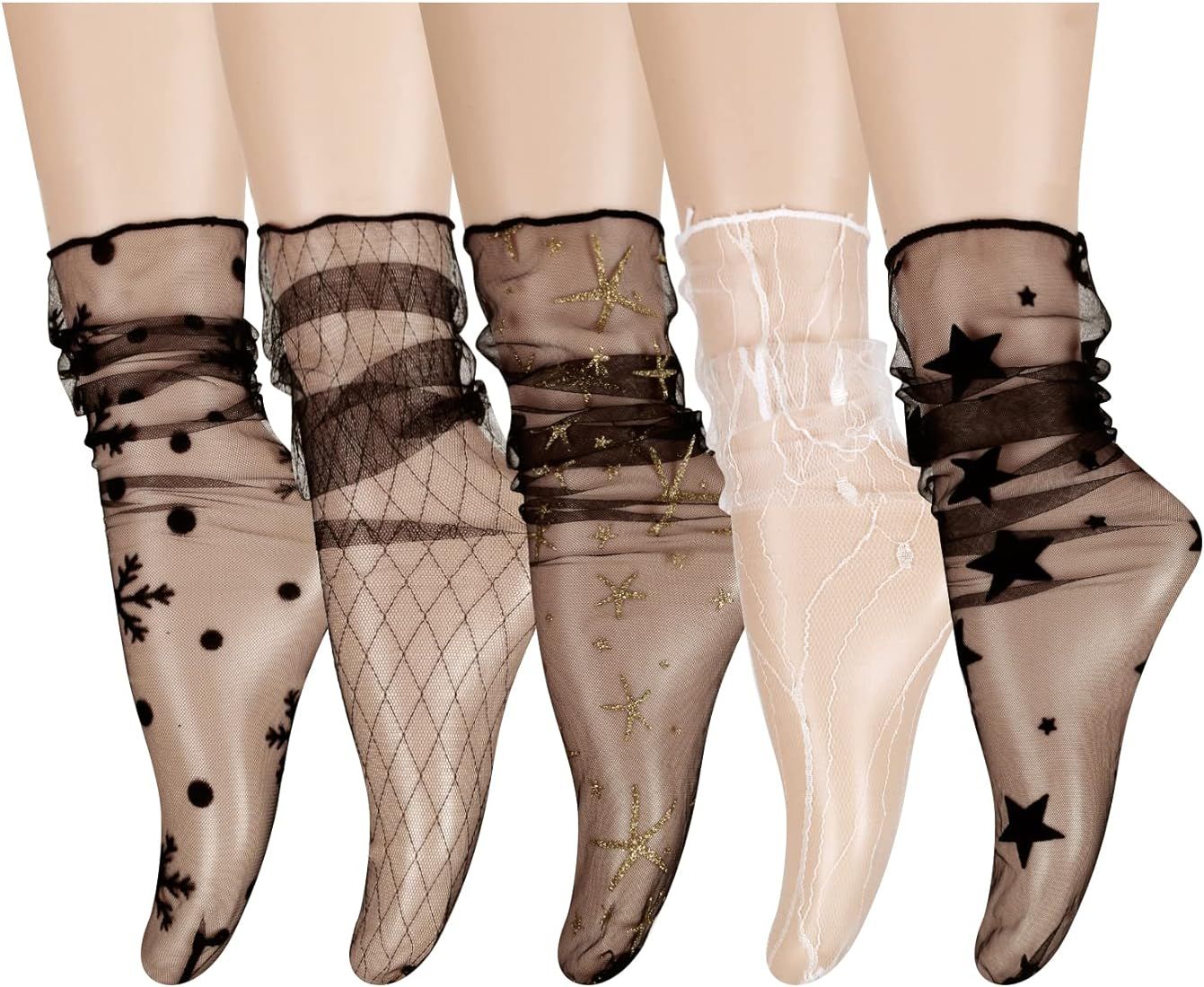 Benefeet Sox Womens Girls Sheer Mesh Socks See Through Slouch Socks Transparent Elegant Loose Soc... | Amazon (US)