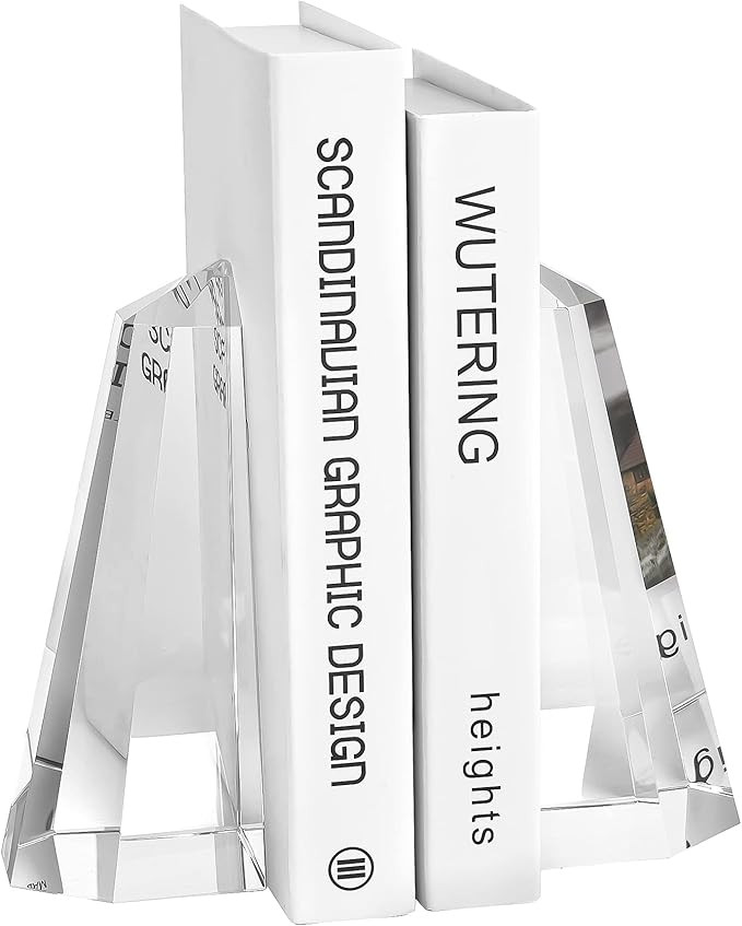 Kitcom Handmade Crystal Bookends Half-Obelisk Design, 1 Pair of Decorative Tabletop Bookends for ... | Amazon (US)