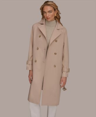 Donna Karan New York Women's Double Breasted Belted Notch Collar Trench Coat - Cream | Macy's
