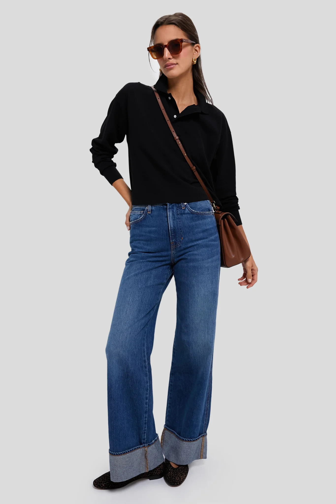 Black Long Sleeve Pique Holmes Boyfriend Polo | Tuckernuck (US)