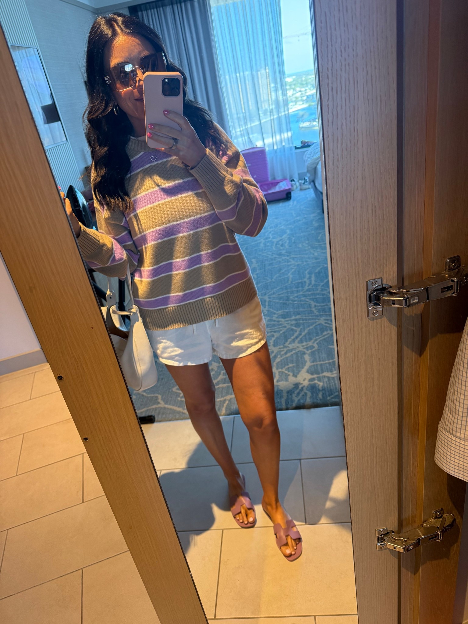 💜🤎💜🤎

Sweater: extra small
Shorts: extra small
Tee: petite

Florida
Vacation
Vacation outfit
Linen shorts
White shorts
Hermes
Orans
White purse
Gap factory 
Miu Miu sunglasses 

#LTKSpringSale #LTKTravel #LTKOver40