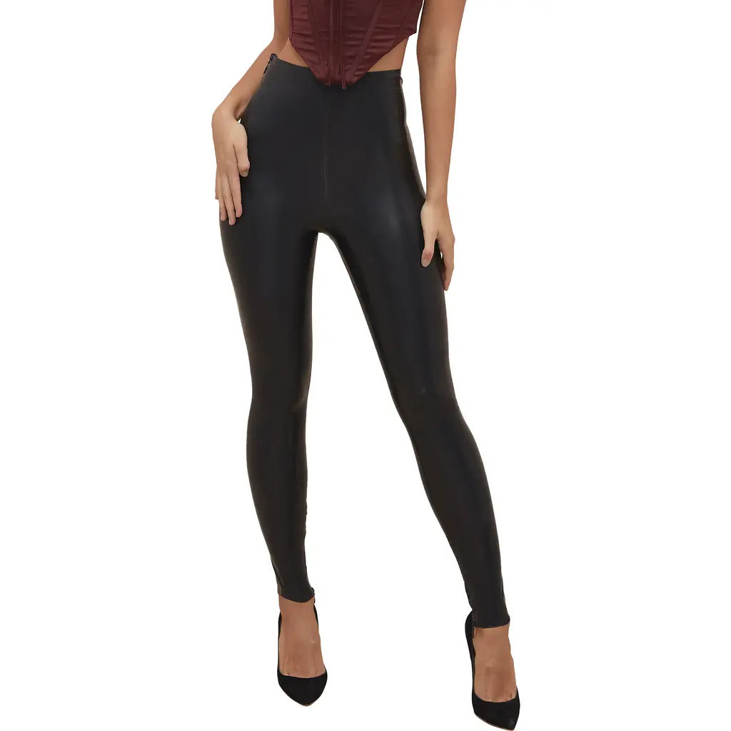 HOUSE OF CB Lia High Waist Latex Leggings in Black at Nordstrom, Size Small | Nordstrom