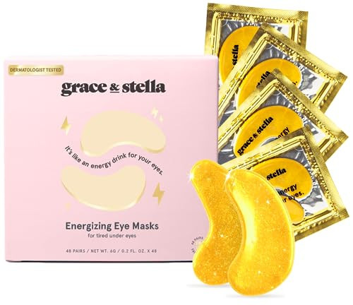 grace & stella Under Eye Mask (Gold, 48 Pairs) Eye Patch, Under Eye Patches for Dark Circles and Puffiness Undereye Bags, Wrinkles - Gel Under Eye Patches - Small Gifts - Vegan Cruelty-Free Self Care | Amazon (US)