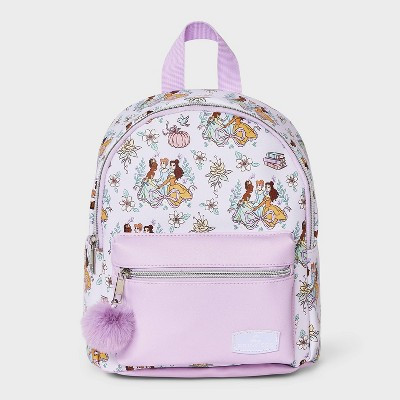 Girls' Disney Princesses Mini Backpack with Pom - Light Purple | Target