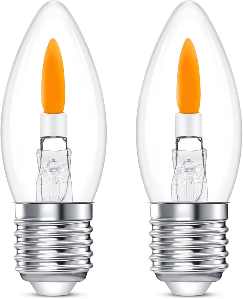 B11 Flame Bulbs 2-Pack - 2 Mode Flickering LED 1800K, E26 Non-Dimmable for Halloween/Christmas Po... | Amazon (US)