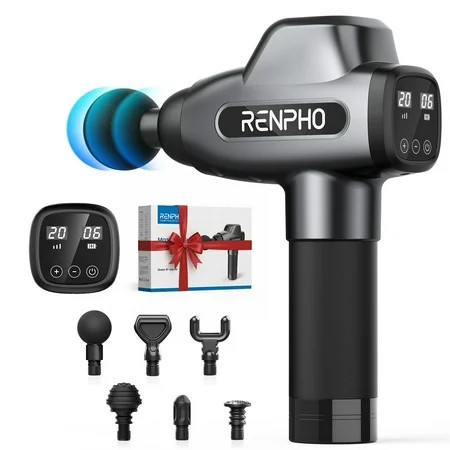 RENPHO Body Massager Muscle Massage Gun for Pain Relief Deep Tissue with 6 Massage Heads, FSA HSA Eligible, Christmas Gift for Men Women, Black | Walmart (US)