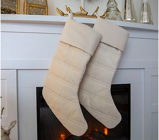 Set of 2 Velvet Stockings by Lauren McBride - QVC.com | QVC