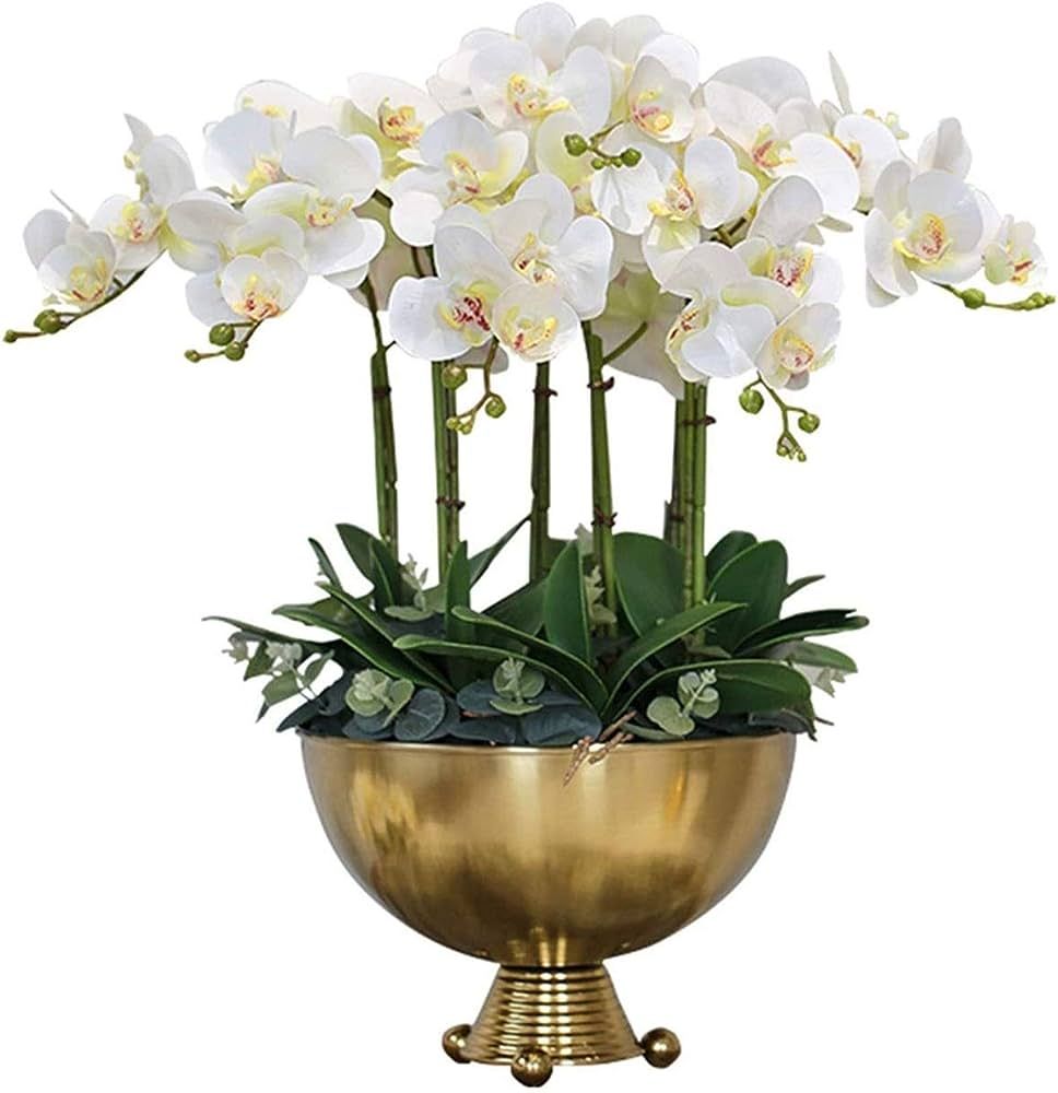 Anchor1 Large Artificial Orchid Arrangement Flower with Golden Vase,Faux Phalaenopsis Bonsai for ... | Amazon (US)