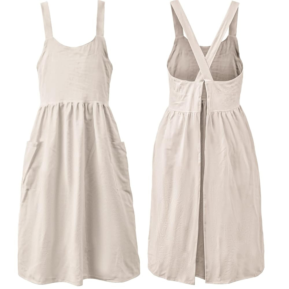 Uaussi Cotton Linen Apron Cross Back Work Apron for Women with Pockets Pinafore Dress X Cross Hal... | Amazon (US)