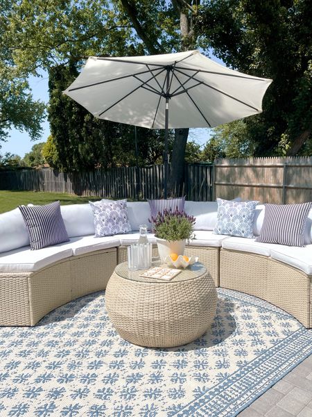 MDW ready 🇺🇸🤍🫶🏼

Coastal patio, outdoor patio set, outdoor lounge, blue and white 

#LTKsalealert #LTKhome #LTKSeasonal