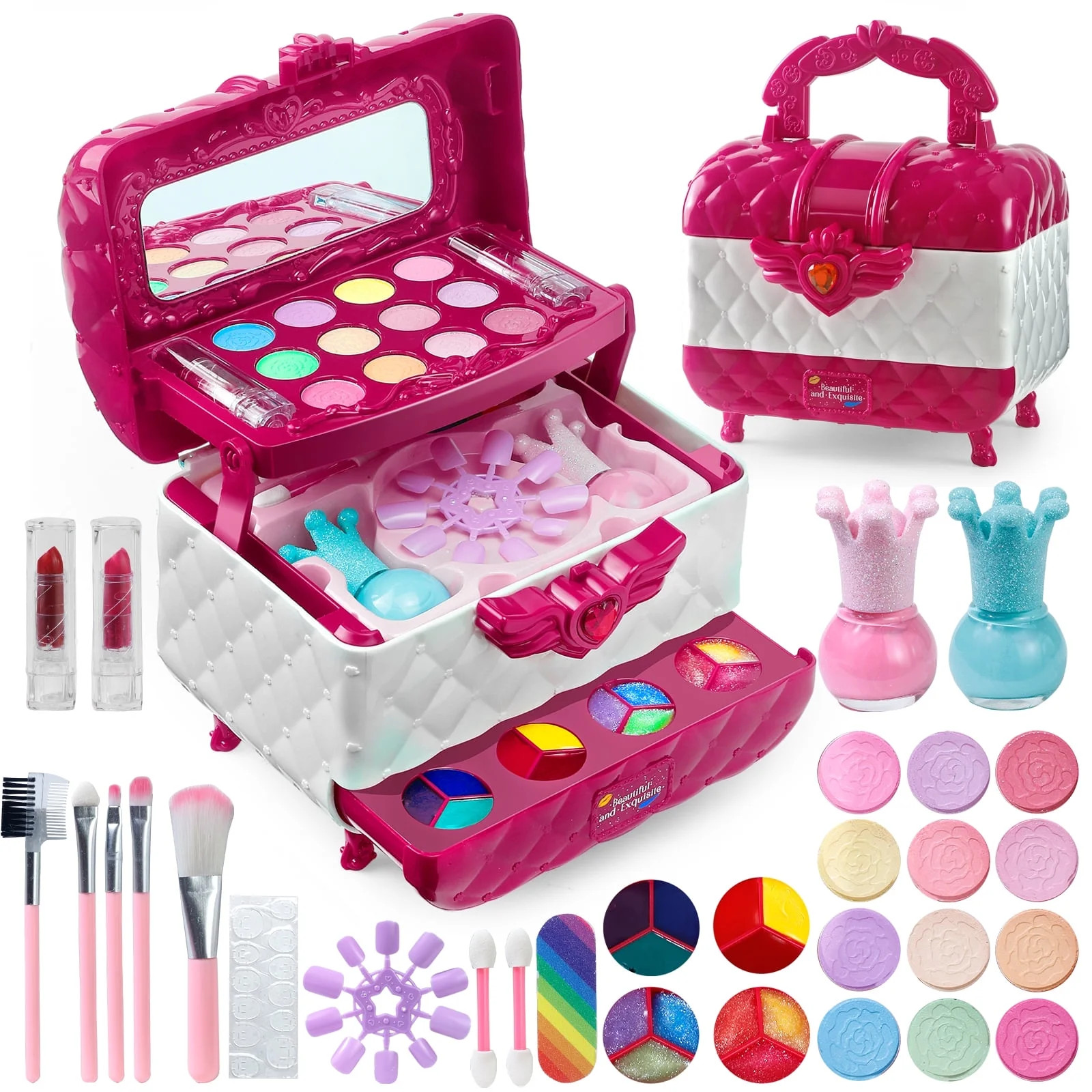 Pretend Makeup Kit Toy for Girls Pretend Play Makeup Set - Toy Makeup Set for Toddler Little Girl... | Walmart (US)