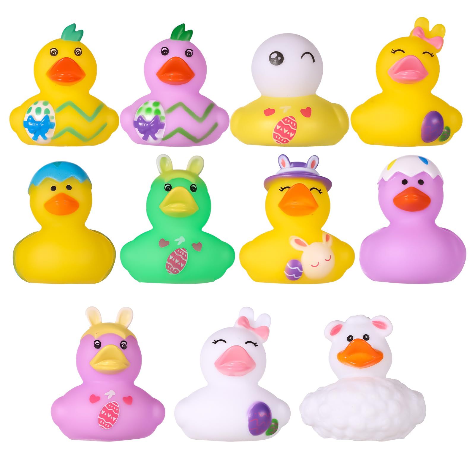 11pcs Easter Rubber Duckies Toys, Novelty Assorted Bunny Rubber Ducks Funny Squeaky Rabbit Bath D... | Amazon (UK)