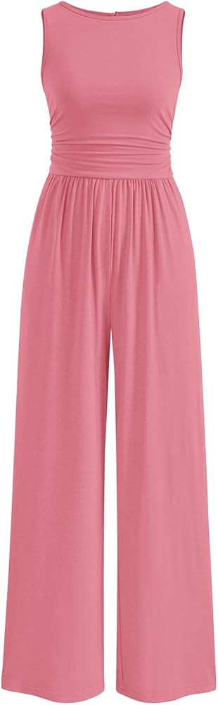 PRETTYGARDEN One Piece Jumpsuits for Women Dressy Casual Sleeveless Crewneck Wide Leg Rompers Jum... | Amazon (US)