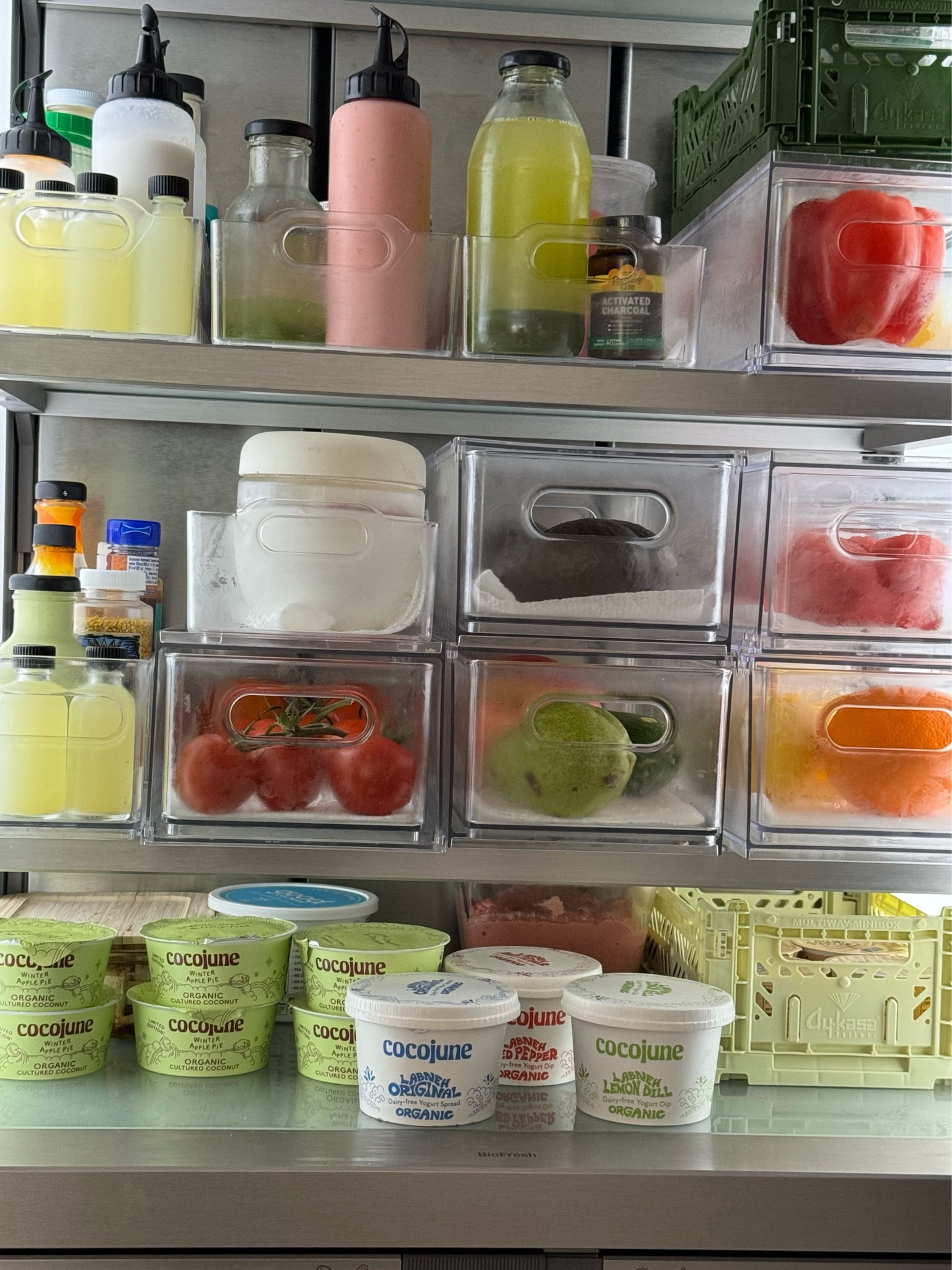 Organized fridge essentials 🍏🫑🥬 

#LTKhome