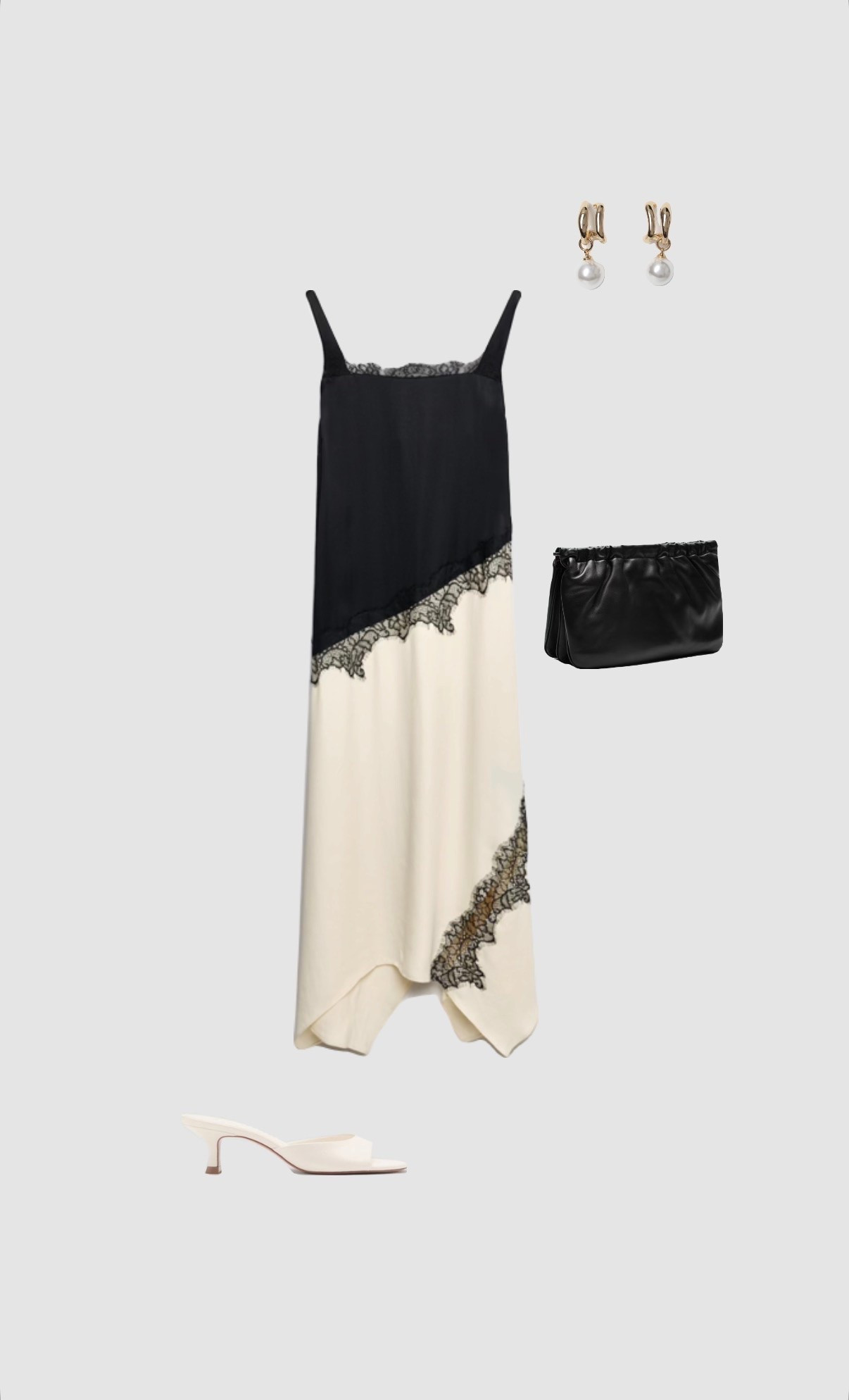 Evening Outfit ✨

• hen do outfits wedding summer date night outfits holiday womens outfit uk trendy 2026 outfit occasion wear party maxi Midaxi 
dress graduation dress lace satin black cream strappy dress high heels black clutch bag •

#LTKsummer #LTKwedding #LTKdatenight
