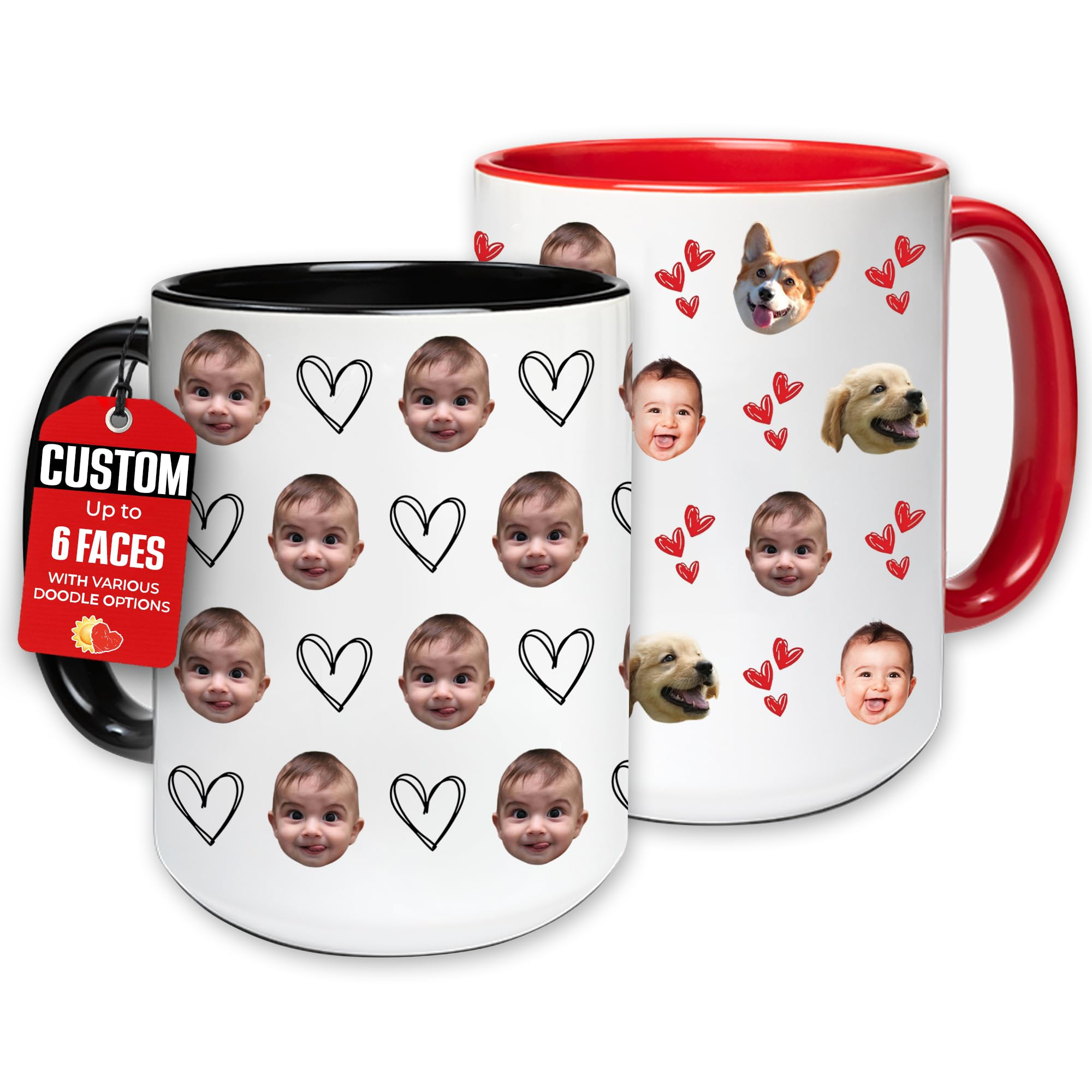Custom Photo Coffee Mug – All-Over Personalized Mug with Funny Doodles, Gift for Dad, Mom or Gr... | Amazon (US)