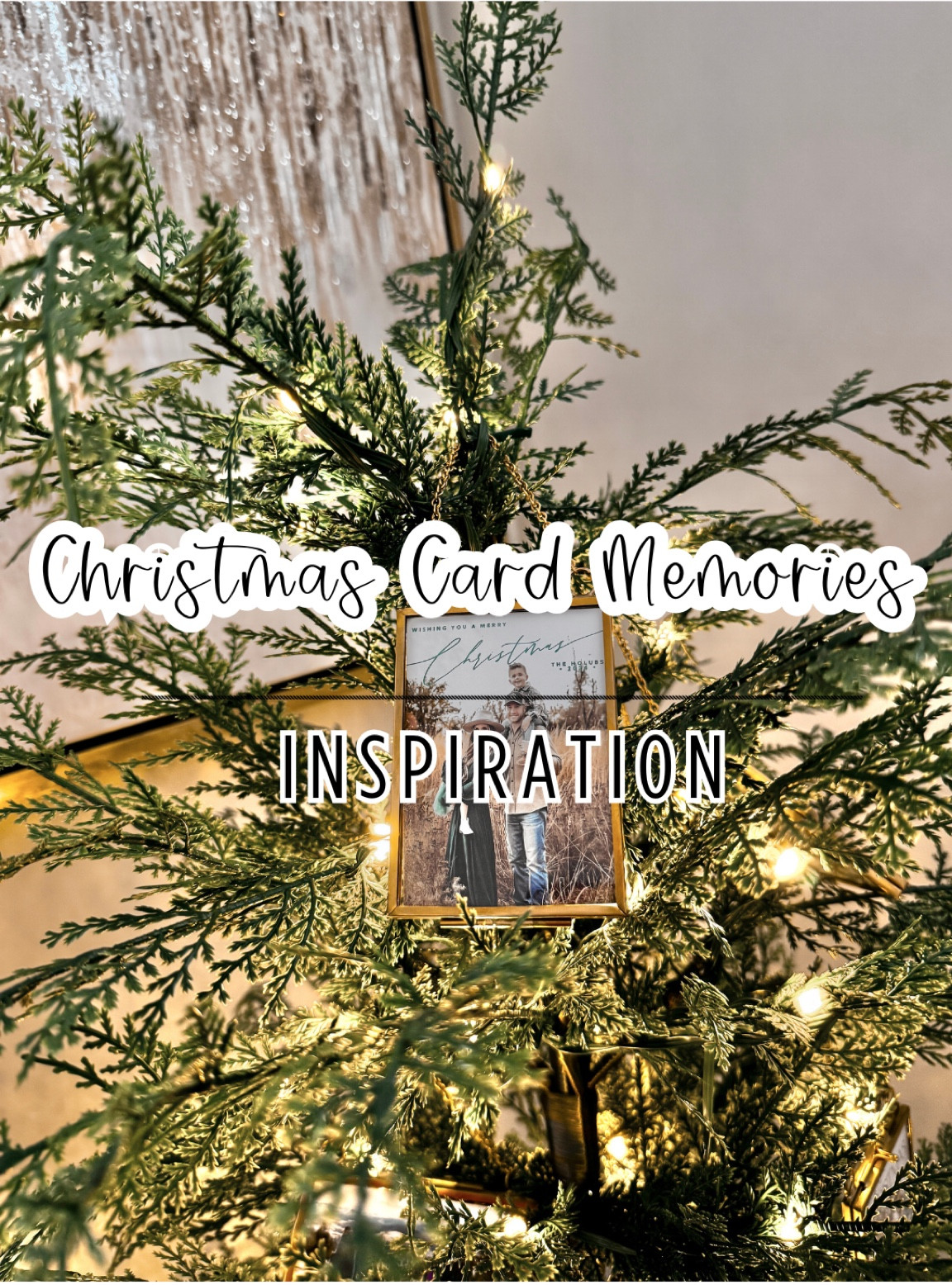 Christmas cards have always been something near & dear to me. They provide memories that are better than any gift I could receive. I love looking back at them & remembering that exact moment in time, which 75% of the time is chaotic, but it’s a beautiful chaos…my beautiful chaos. I have an album for them but I always knew I wanted to display them during the holiday season in a way that was beautiful & minimalistic. I think I found just that. These tiny gold frames make perfect frame ornaments. I scanned my past photos, shrunk them to size in illustrator & then printed them on photo paper. This Mamas heart is happy. I love how it turned out. 