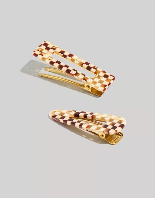 Two-Pack Tortoise Checkerboard Barrettes | Madewell
