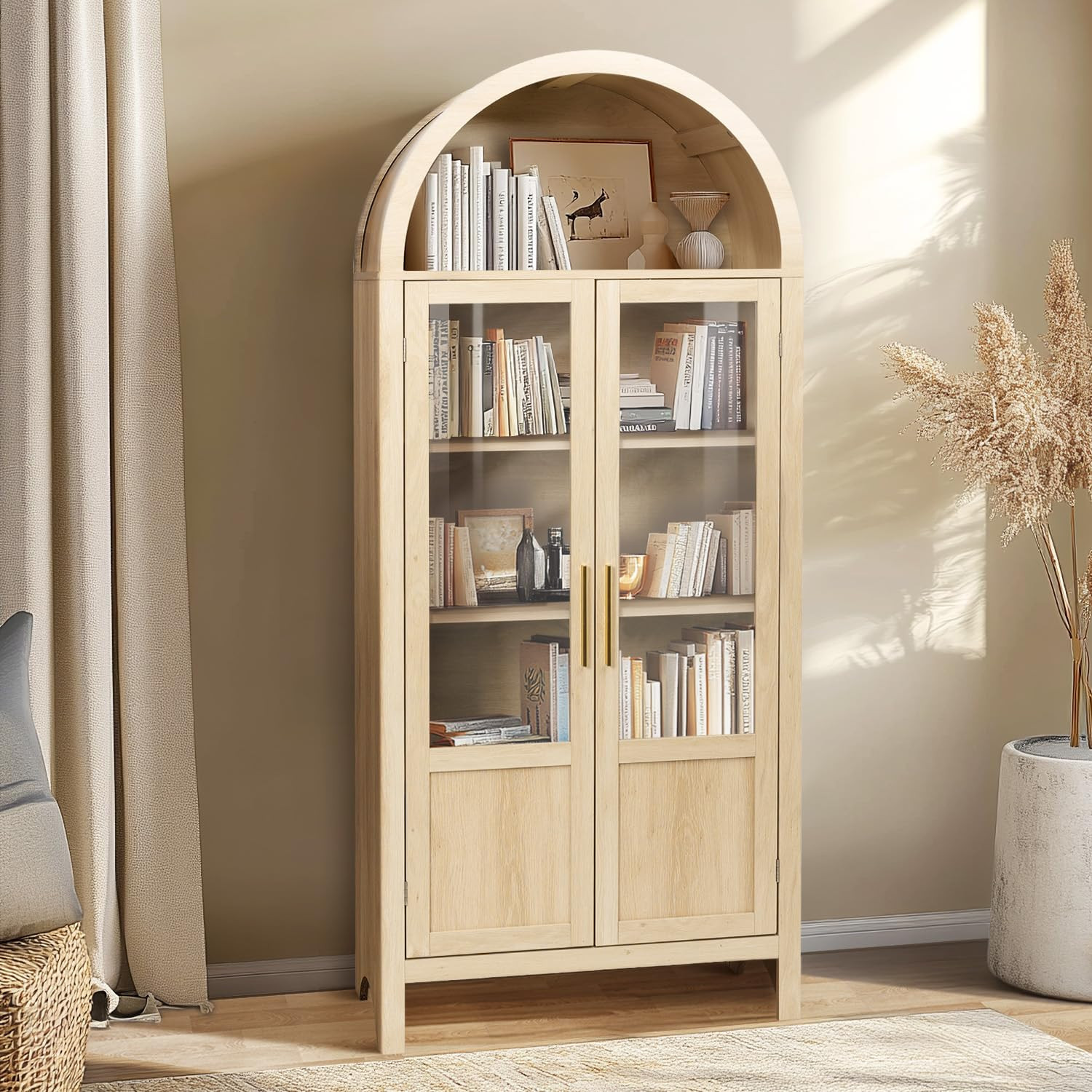 Arched Storage Cabinet with 2 Doors and 5-Tier Shelves for Living Room, 71" Tall Wooden Pantry Ca... | Amazon (US)