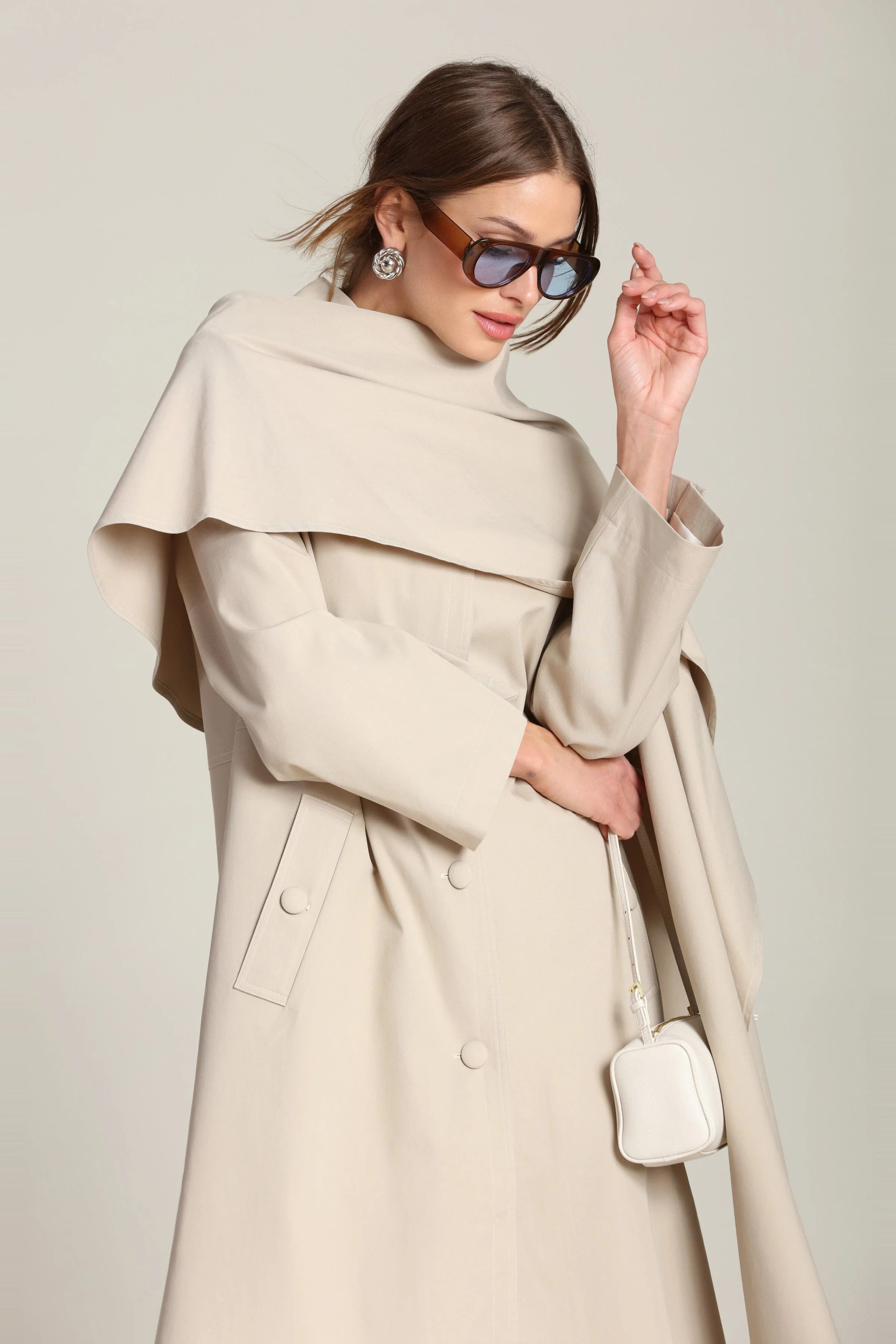 Cotton Blend Scarf Trench Coat | Avec Les Filles