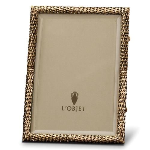 L'Objet Scales Hollywood Regency Gold Plated Beveled Glass Photo Frame - 4x6 | Kathy Kuo Home