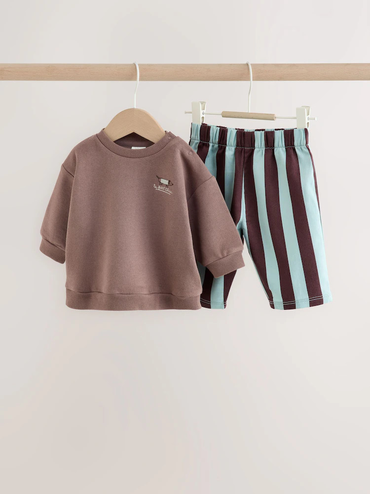 Brown/Blue Baby Set Sweat Top and Trousers (0mths-2yrs) | Next EU