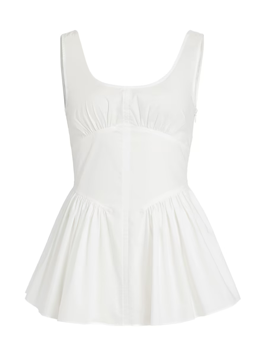 Proenza Schouler White Label Bader Sleeveless Stretch Poplin Peplum Top | Saks Fifth Avenue | Saks Fifth Avenue
