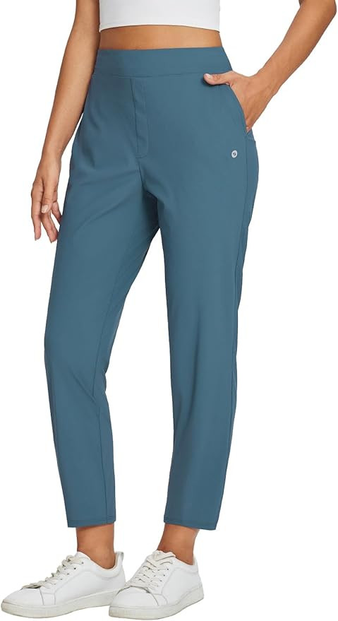 baleaf Womens Travel Pants Lightweight Stretch with Zipper Pockets Petite Ankle Dressy Golf Work ... | Amazon (US)