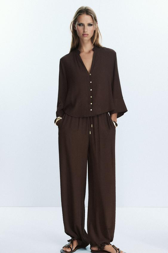 COTTON GAUZE BLOUSE | Zara US