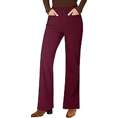 GRAPENT Corduroy Wide Leg Pants Woman High Waisted Trendy Fall Work Casual Elastic Waist Duo Butt... | Amazon (US)