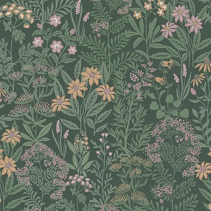 Safiyya Green Floral Peel and Stick Wallpaper Boho Vintage Contact Paper Botanical Farmhouse Wall... | Amazon (US)