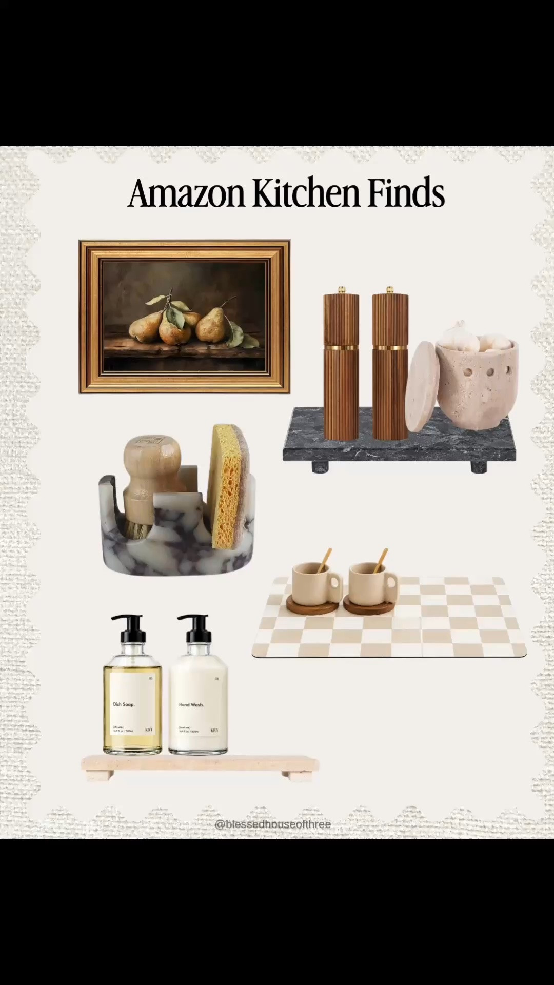 Amazon kitchen finds that make your countertops look styled while still being functional! I rounded up some of my favorite Amazon kitchen essentials, neutral kitchen decor and coffee bar finds including wood cutting boards, countertop organizers, soap dispensers, salt and pepper grinders, utensil holders, cake stand, kitchen wall art, checkered dish drying mat, garlic keeper, serving boards, cookbook stands and aesthetic coffee bar accessories. If you love warm wood tones, neutral kitchen decor, organic modern style and simple countertop styling, these Amazon home finds are such an easy way to update your kitchen without a full makeover. I also found some really cute coffee bar essentials for creating a cozy coffee station at home — perfect for fall coffee bar styling, everyday kitchen organization and affordable Amazon home decor.

#LTKHome #LTKSeasonal #LTKSaleAlert
