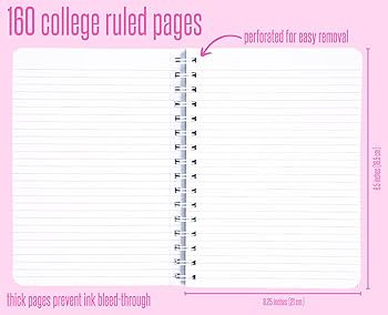 Lilly Pulitzer Pink/Blue Mini Spiral Notebook, 8.25" x 6.5" Small Journal with 160 College Ruled ... | Amazon (US)