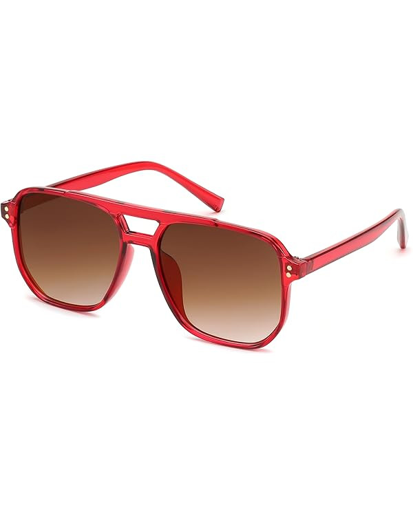 FEISEDY Retro Square Aviator Sunglasses Women Men 70s Vintage Trendy Plastic Frame Sun Glasses B2... | Amazon (US)