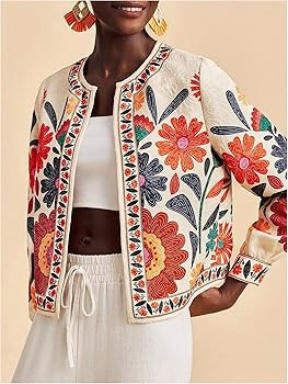 SOLY HUX Women's Floral Lightweight Jacket Open Front Long Sleeve Outerwear Coat Fall Clothes | Amazon (US)