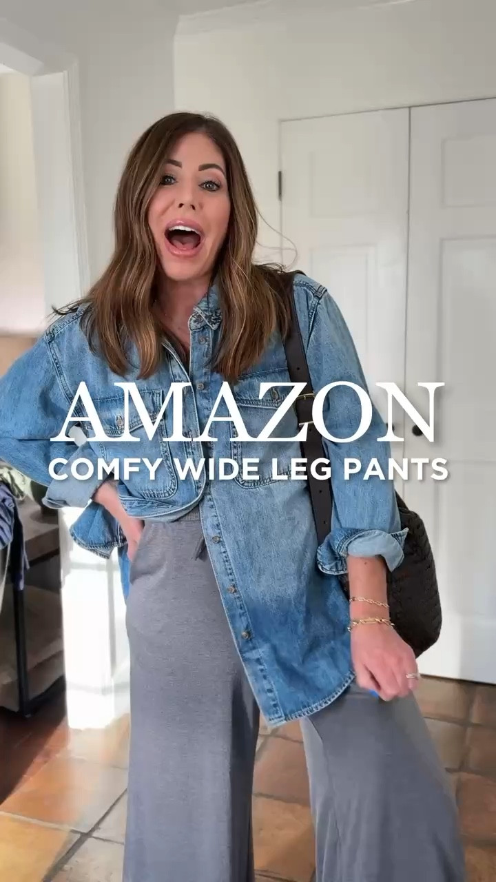 Amazon must have comfy wide leg pants
Available in several colors and true to size 
I’m wearing a medium 

Here are several ways that I would style it. I’m linking everything that I can. 

The first denim top is from Walmart and it is a true oversized fit. I am wearing a medium, but could have definitely sized down to a small. It’s only $25


#LTKOver40 #LTKootd #LTKMidsize
