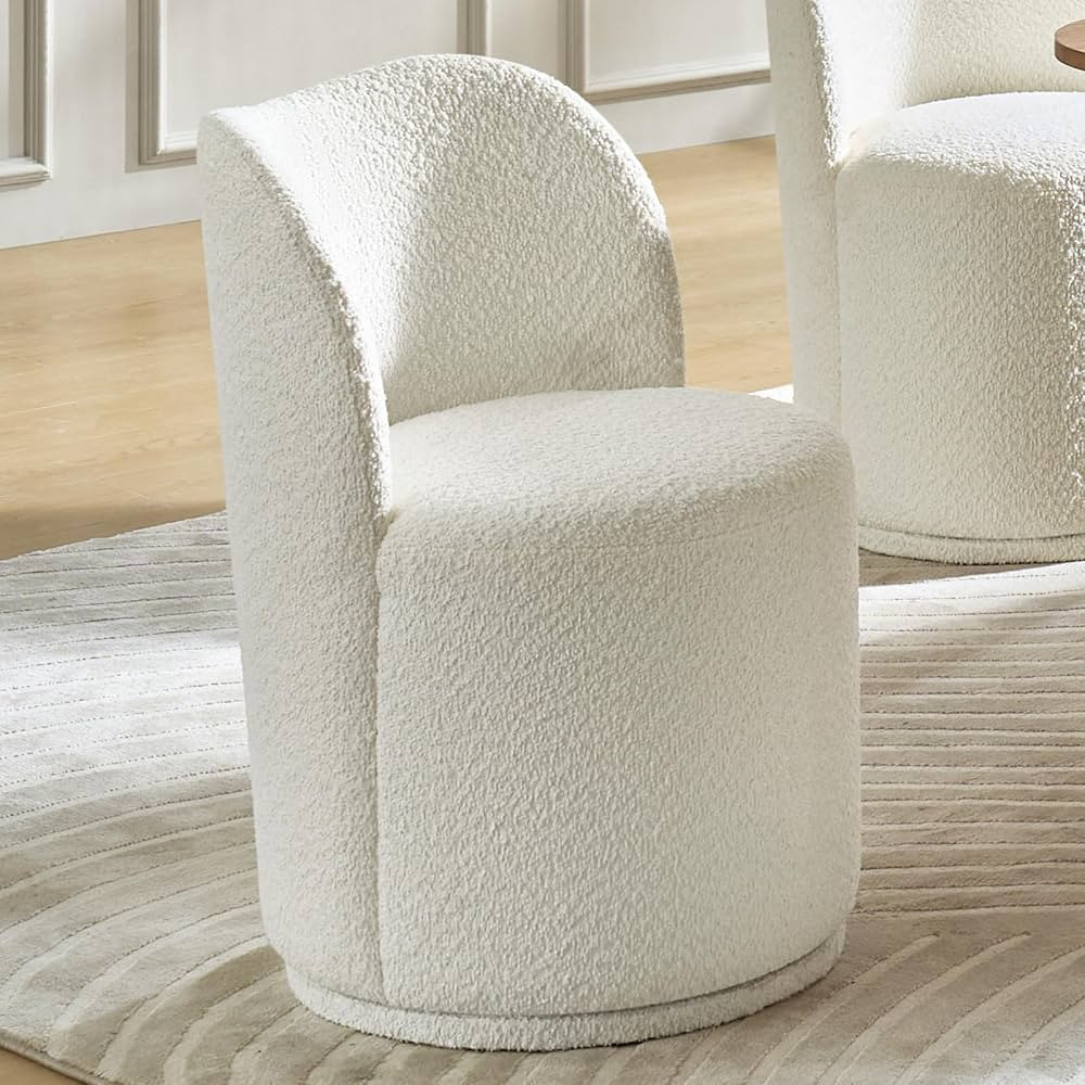 360°Swivel Upholstered Barrel Dining Chairs,Modern Round Dining Chairs with Ergonomic Curved bac... | Amazon (US)