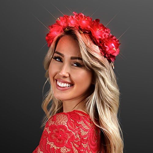 Light Up Red Flower Crown Headband for Festivals with Red LED Lights | Amazon (US)