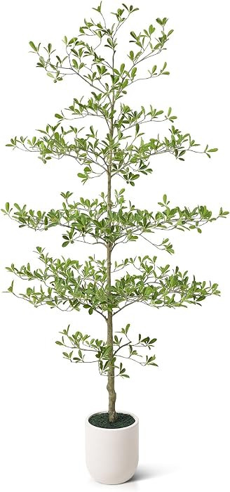 VeriNatural 7ft Artificial Black Olive Tree with White Planter | Amazon (US)